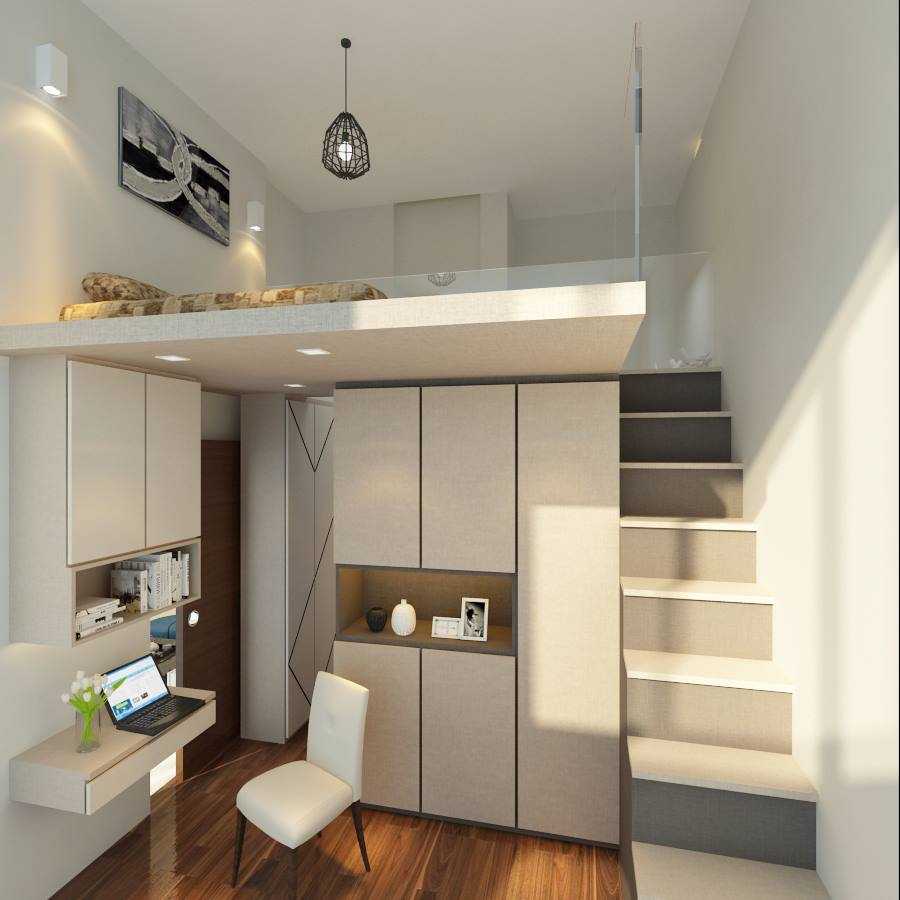 Дизайн комнаты с кроватью чердаком